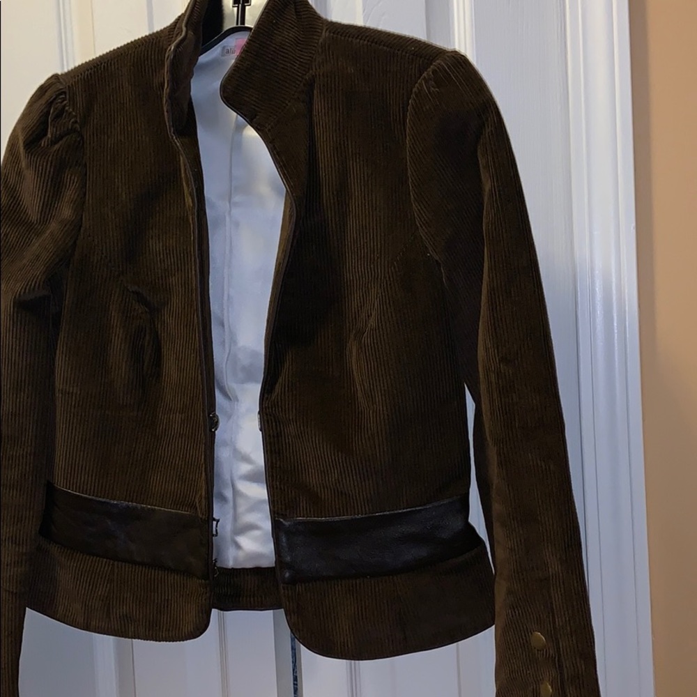 Alice & Olivia  corduroy and leather blazer Sz S